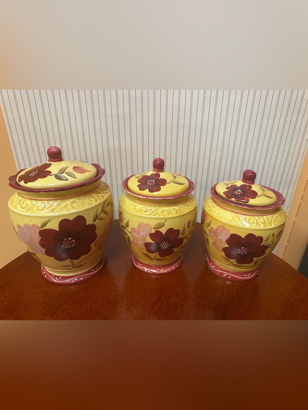 Casa Vero by ACK Hand-Painted Tuscan y2k Floral Ceramic Kitchen Canister Set
